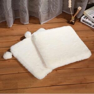 Square Faux Rabbit Fur Cat Dog Bed Cushion Pad Carrier Crate 2 Pack 11.8" EUC‎
